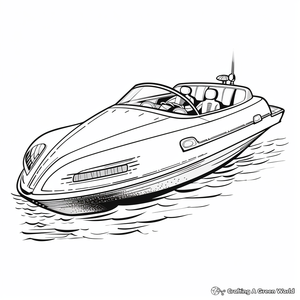 Retro Style Speed Boat Coloring Sheets 2