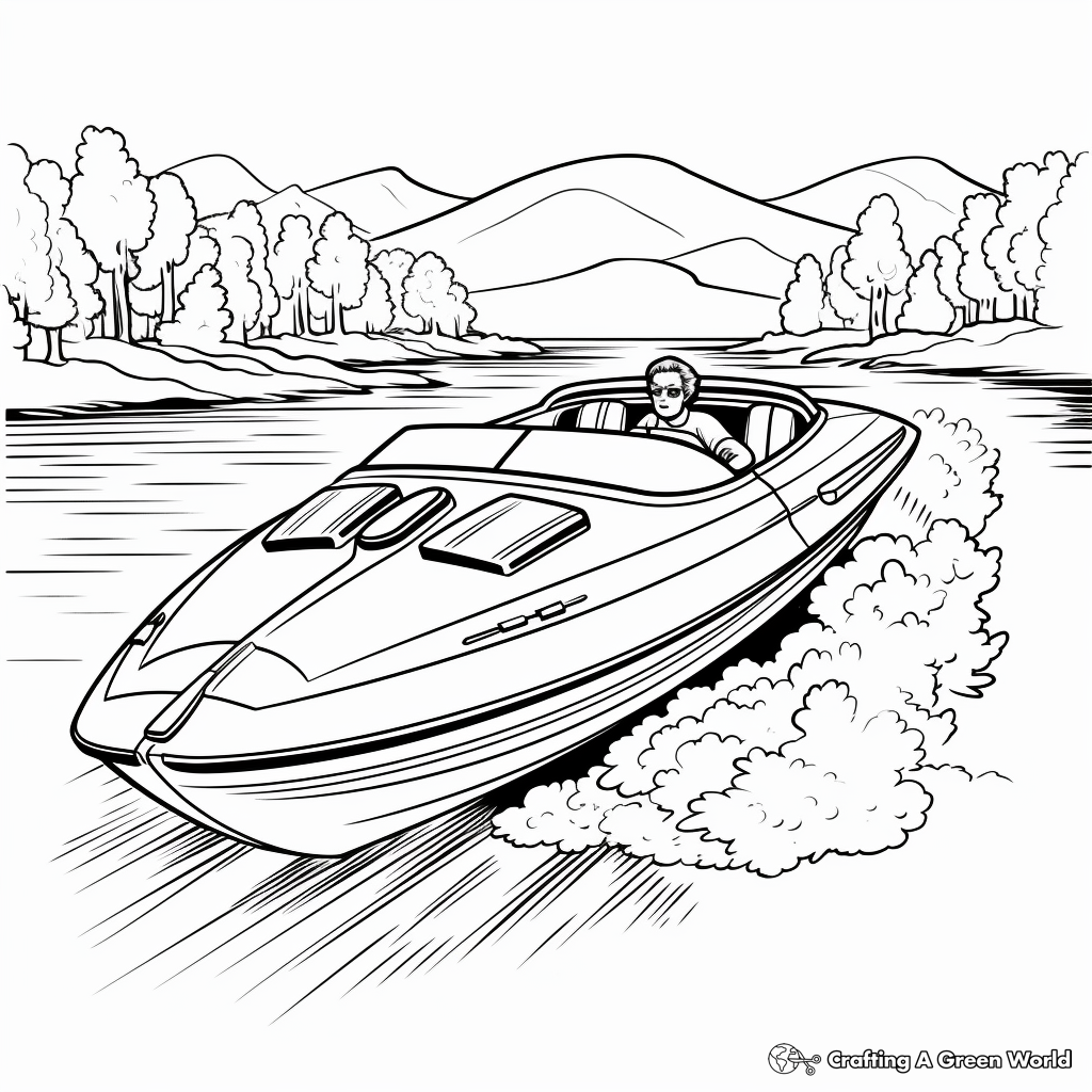 Retro Style Speed Boat Coloring Sheets 3