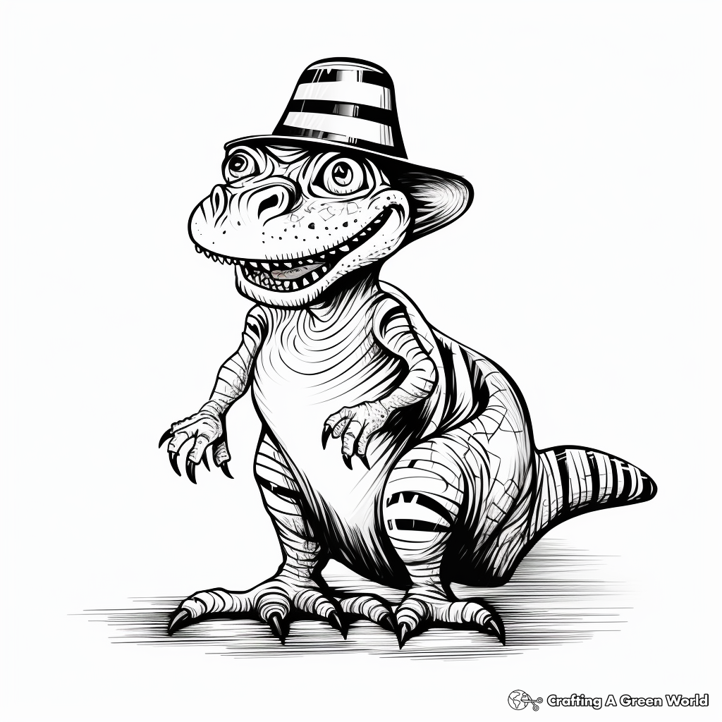 Retro-Styled Comic Dilophosaurus Coloring Pages 2