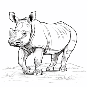 Rhinoceros in Natural Habitat Coloring Pages 3