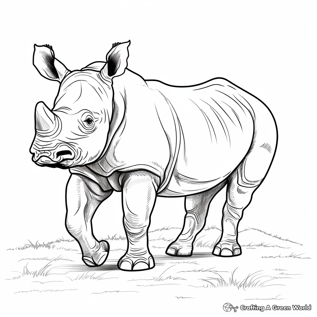 Rhinoceros in Natural Habitat Coloring Pages 3