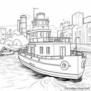 River-Scene Tugboat Coloring Pages 4