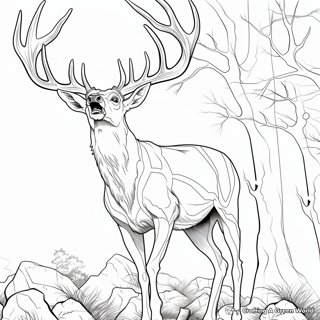Roaring Red Stag Coloring Pages 1