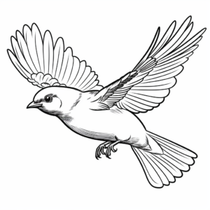 Robin in Flight Coloring Pages 1