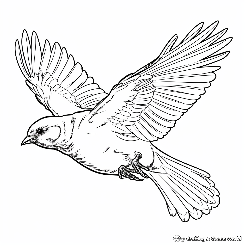 Robin in Flight Coloring Pages 4