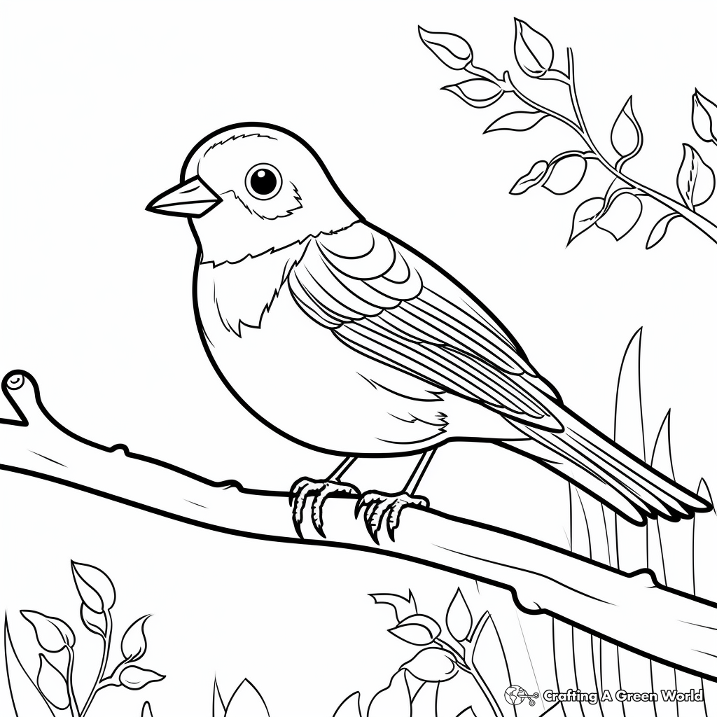 Robin in Woodland Coloring Pages 2