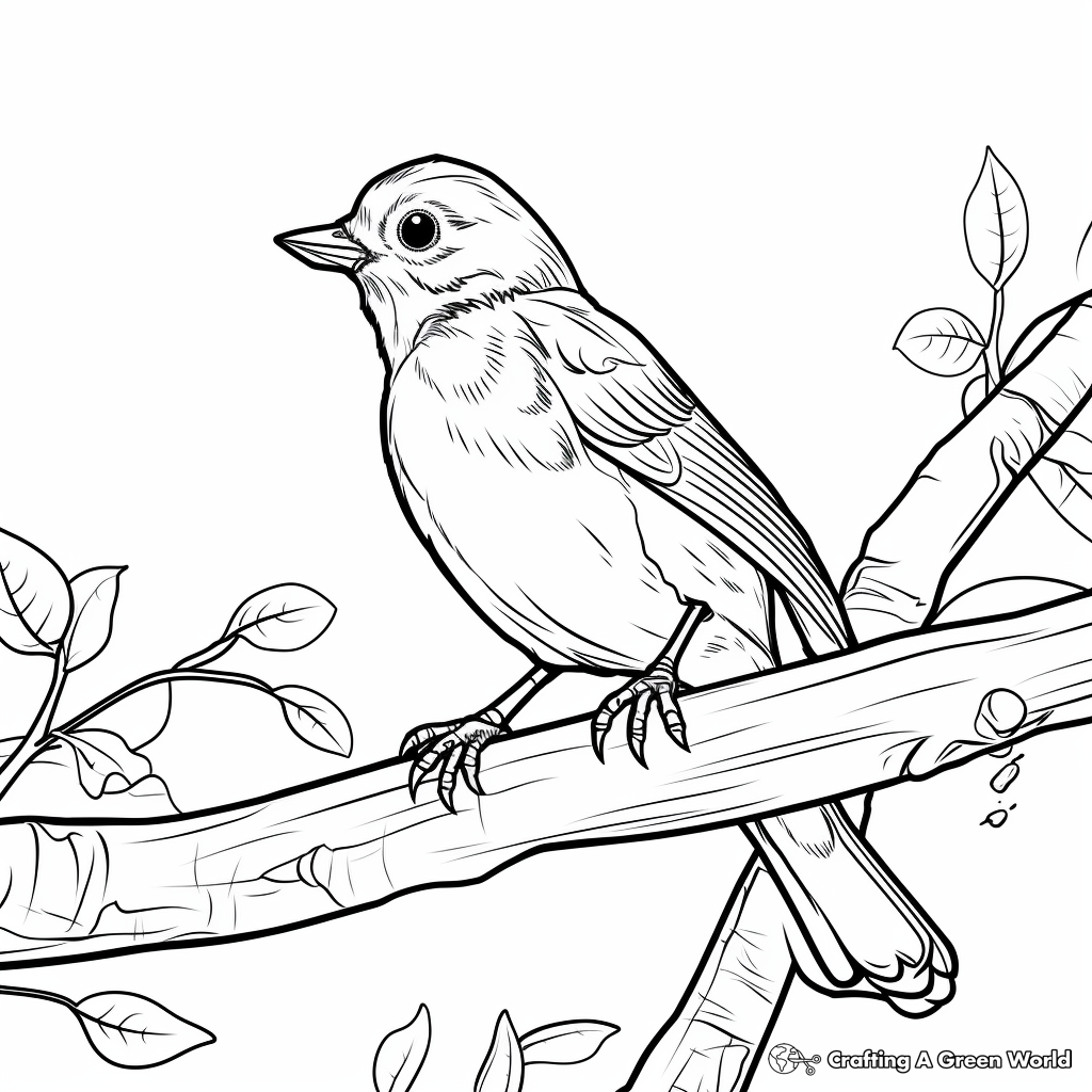 Robin in Woodland Coloring Pages 4