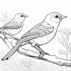 Robins in Their Natural Habitat Coloring Pages 2