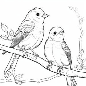Robins in Their Natural Habitat Coloring Pages 3