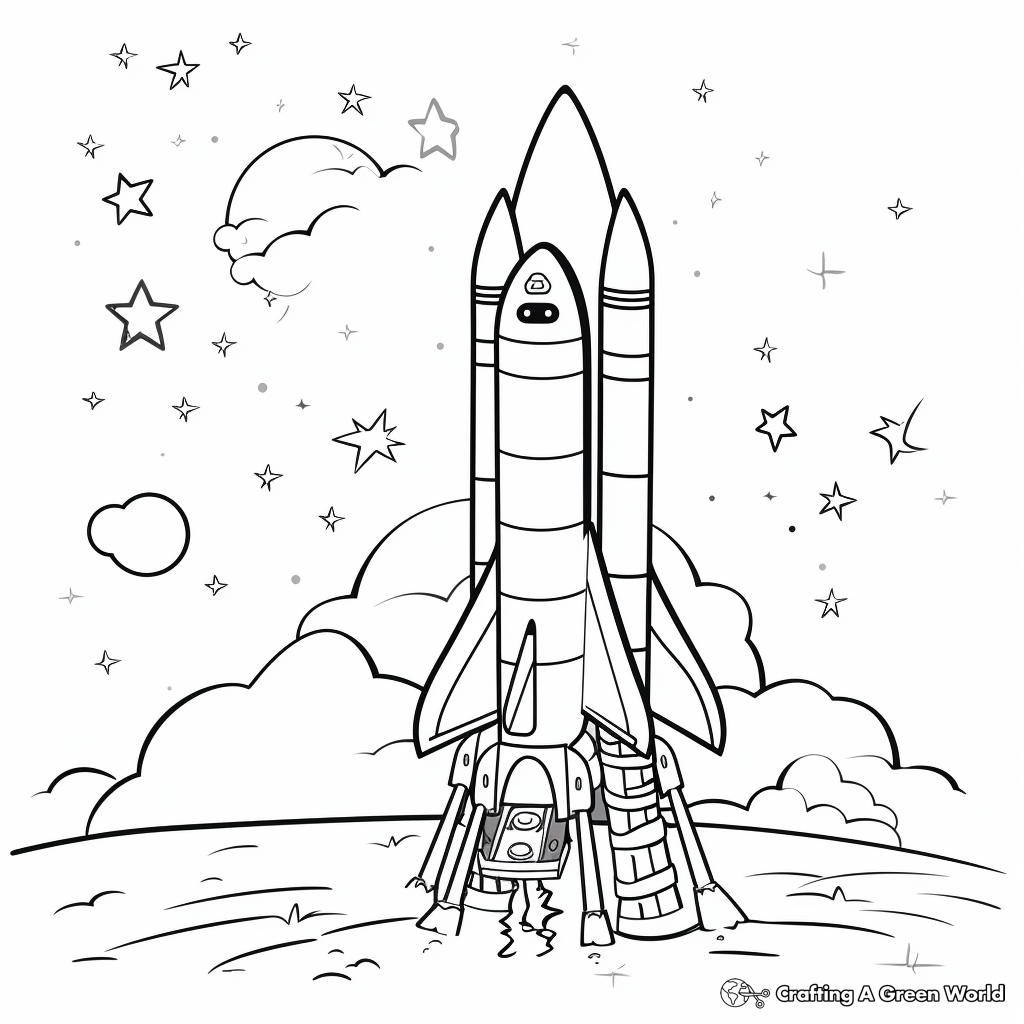 Rocket in Space: Cosmic-Scene Coloring Pages 3