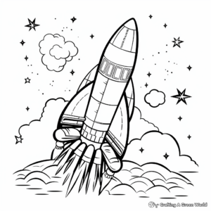Rocket in Space: Cosmic-Scene Coloring Pages 4