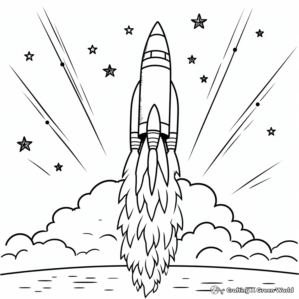 Rocket Launch Coloring Pages For Children 1