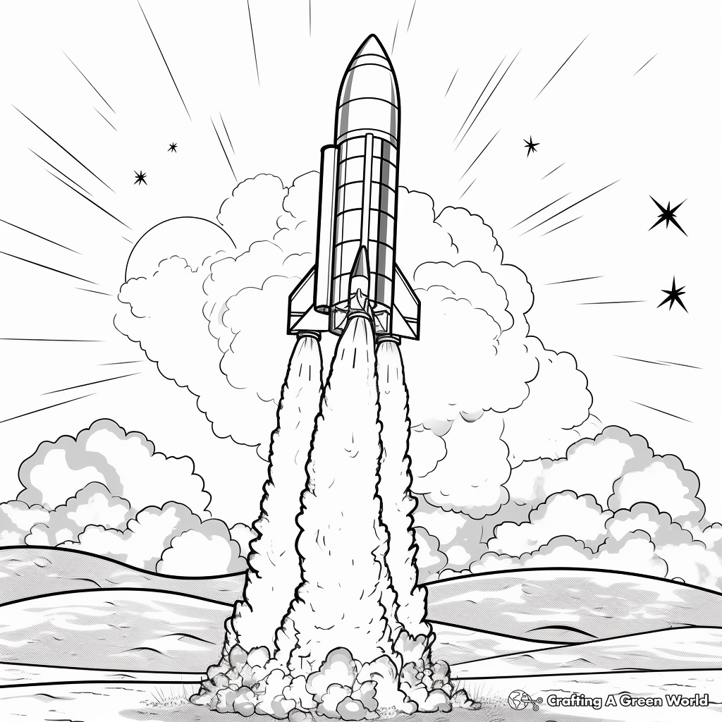 Rocket Launch Detailed Adult Coloring Pages 3