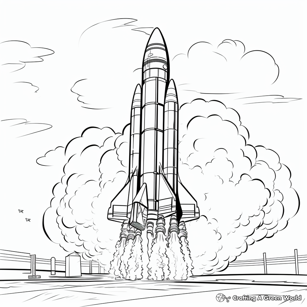 Rocket Launch Detailed Adult Coloring Pages 4