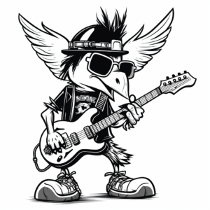 Rockin' Rook Crow Coloring Pages 1