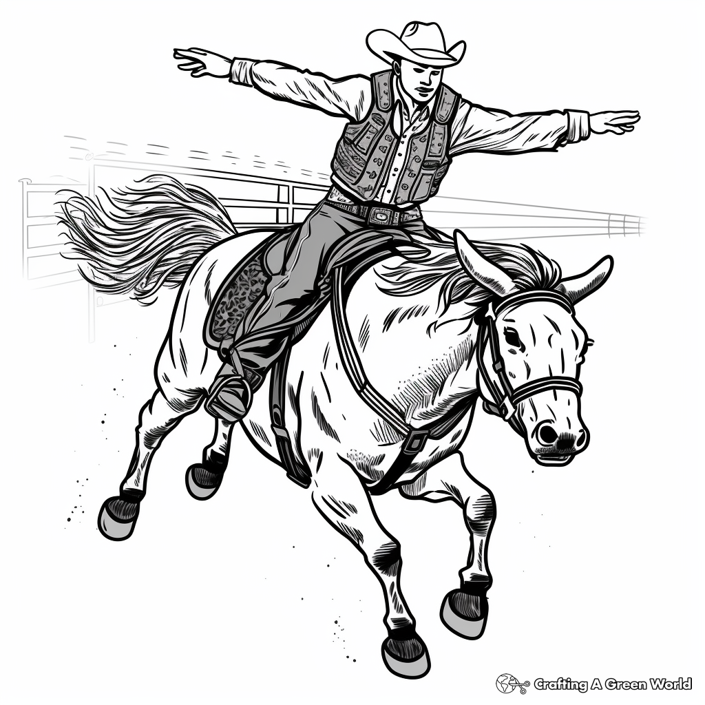 Rodeo Bull Riding Coloring Sheets 3