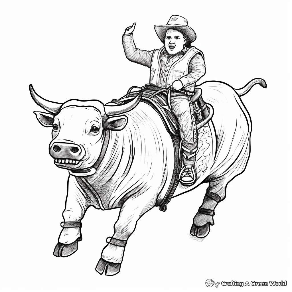 Rodeo Clown and Bull Coloring Pages 1