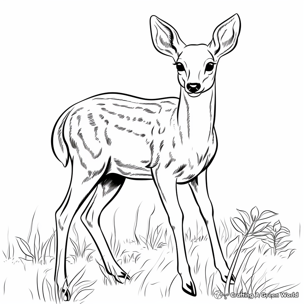 Roe Deer in Springtime Coloring Sheets 1