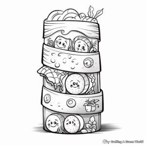Roll-up Maki Sushi Coloring Pages 1