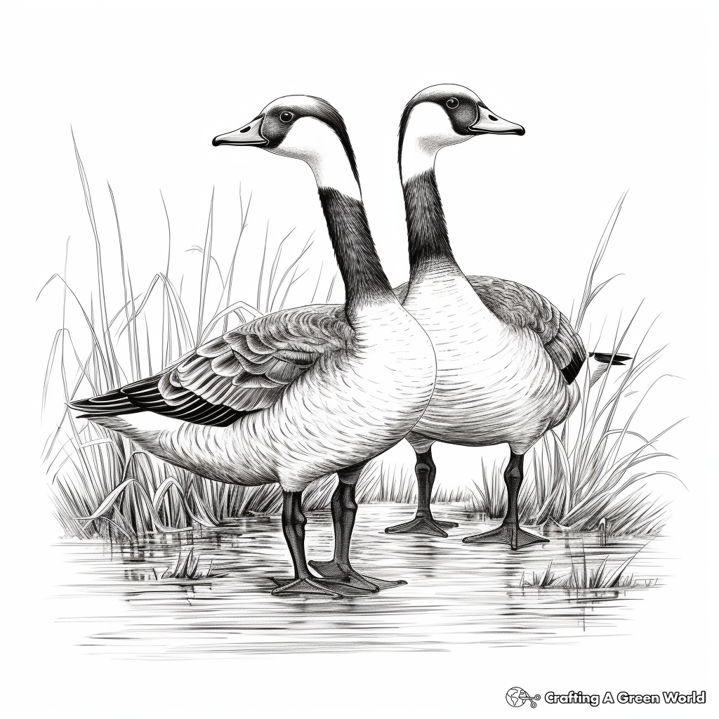 Romantic Canada Geese Pair Coloring Pages 3