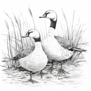 Romantic Canada Geese Pair Coloring Pages 4