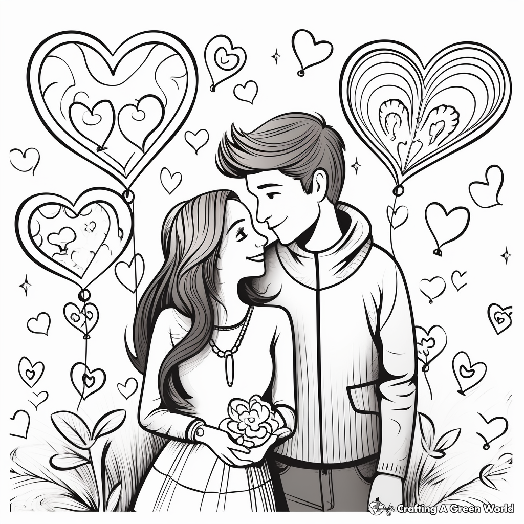 Romantic Couple Anniversary Coloring Pages 1