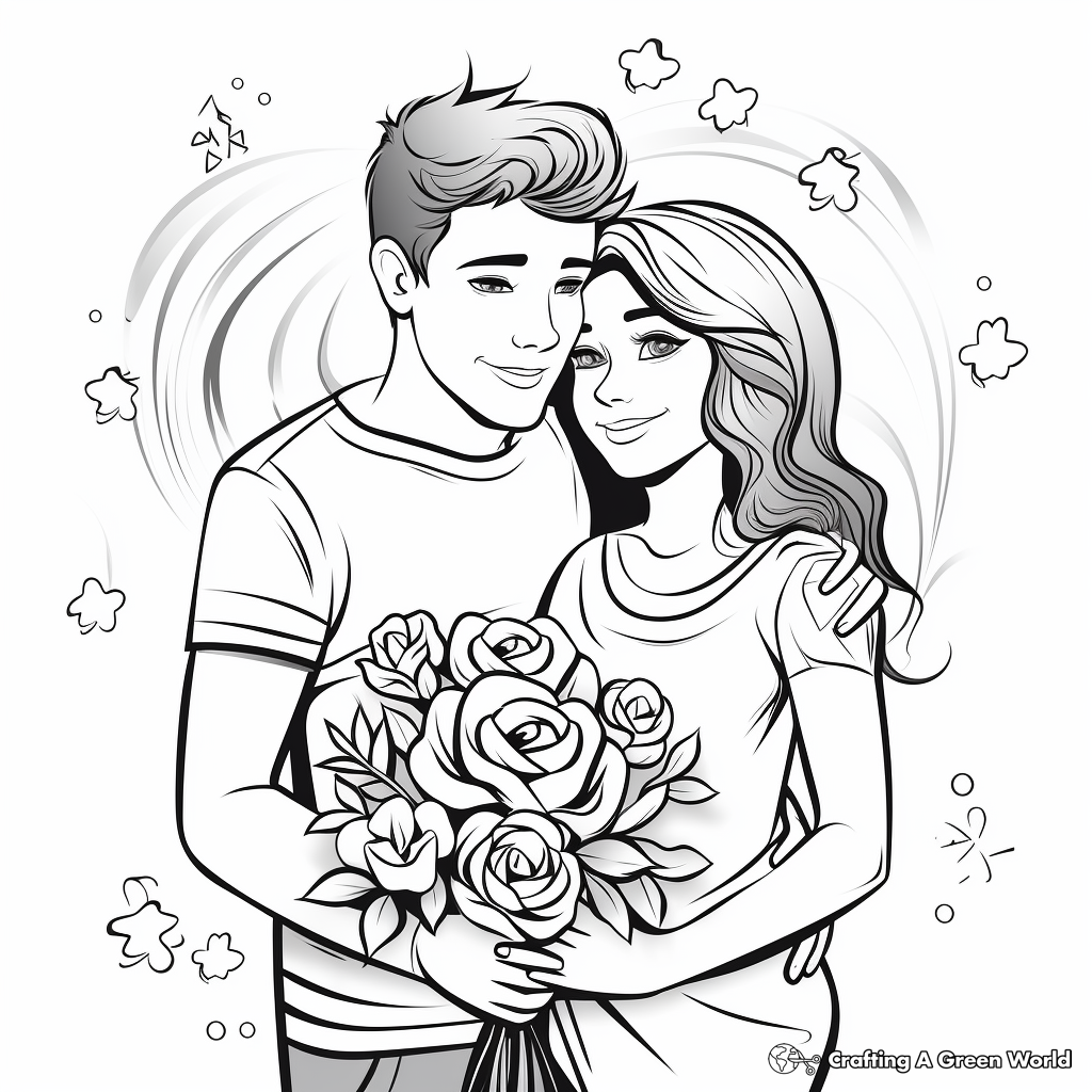 Romantic Couple Anniversary Coloring Pages 4