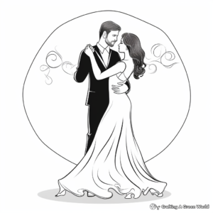 Romantic Couple's First Dance Coloring Pages 1
