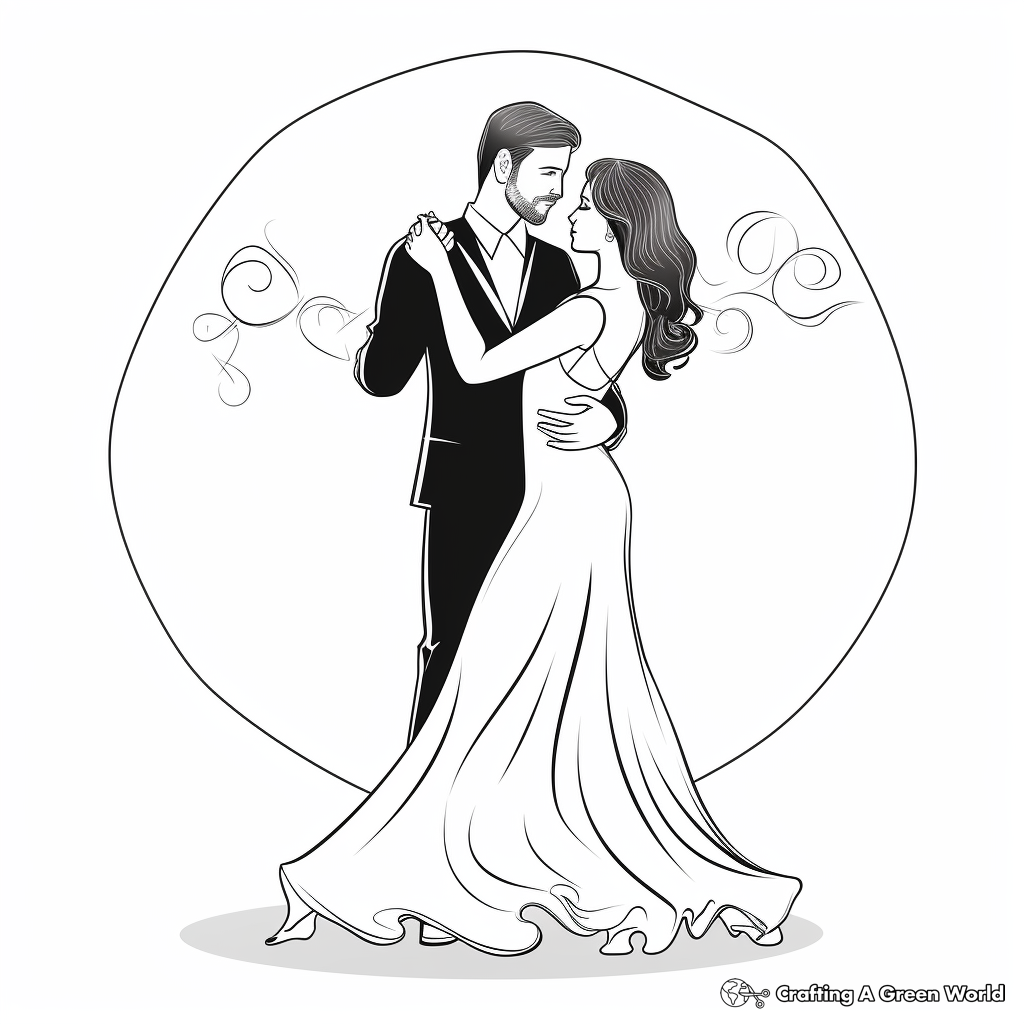 Romantic Couple's First Dance Coloring Pages 1