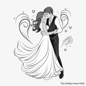 Romantic Couple's First Dance Coloring Pages 2