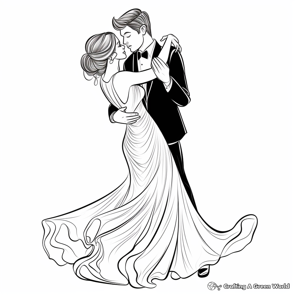 Romantic Couple's First Dance Coloring Pages 4
