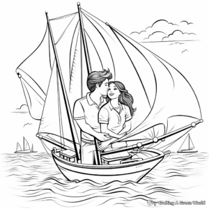 Romantic Couples on Sailboat Coloring Pages 3