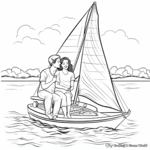 Romantic Couples on Sailboat Coloring Pages 4