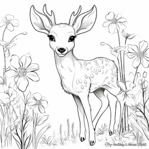 Romantic Deer with Lily of the valley Coloring Pages 2