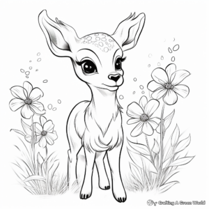 Romantic Deer with Lily of the valley Coloring Pages 4