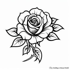 Romantic Heart and Rose Tattoo Coloring Pages 4