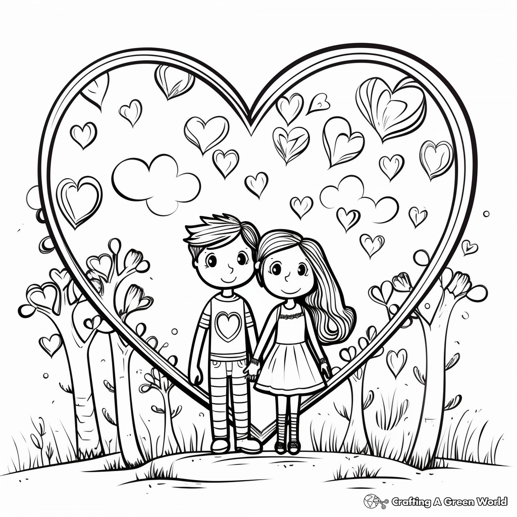 Romantic Heart Love Coloring Pages for Adults 2