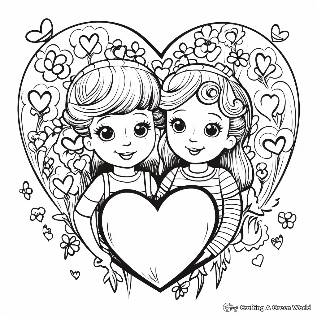 Romantic Heart Love Coloring Pages for Adults 3