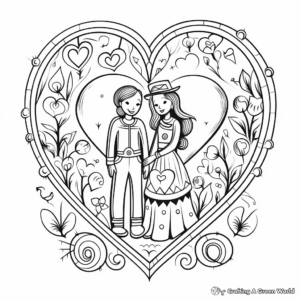 Romantic Heart Love Coloring Pages for Adults 4