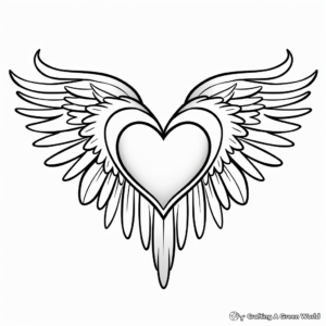 Romantic Heart with Dove Wings Coloring Pages 3