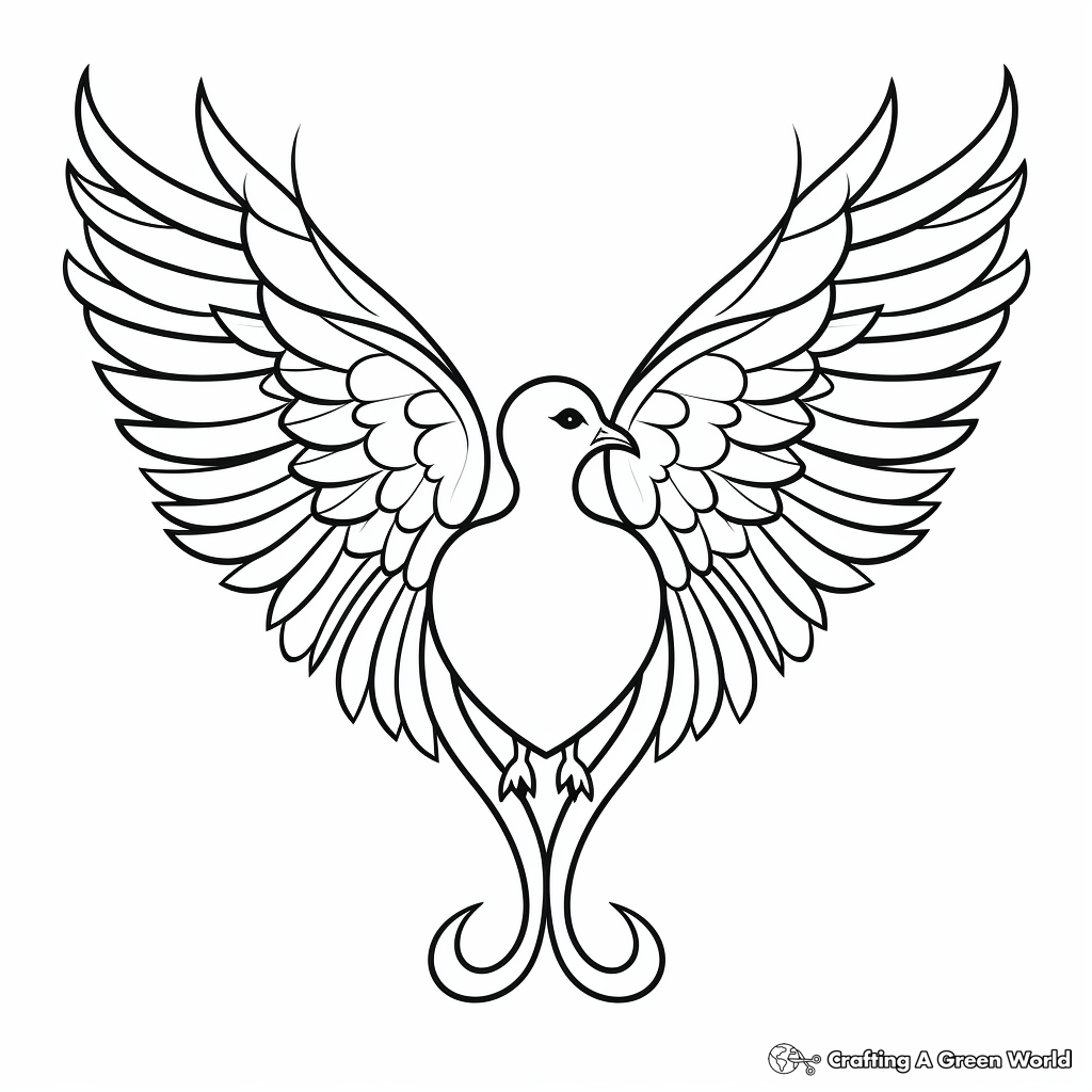 Romantic Heart with Dove Wings Coloring Pages 4