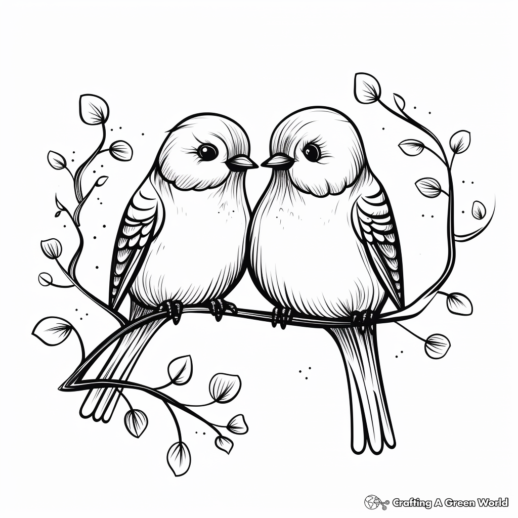 Romantic Love Bird Coloring Pages 3