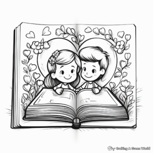 Romantic Love Story Book Coloring Pages 1