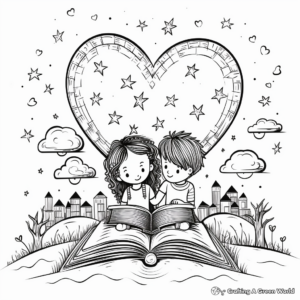 Romantic Love Story Book Coloring Pages 3