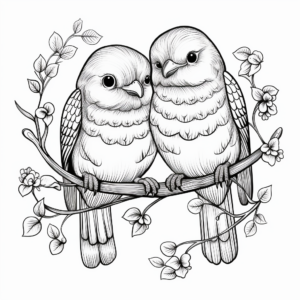 Romantic Lovebirds Coloring Pages 2