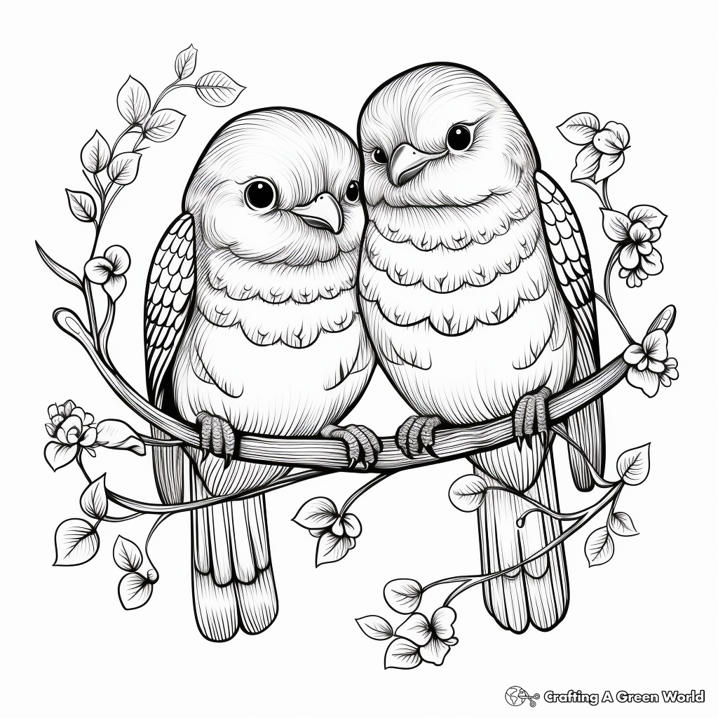 Romantic Lovebirds Coloring Pages 2