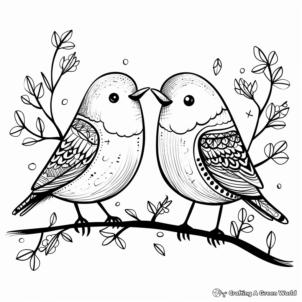 Romantic Lovebirds Coloring Pages 3