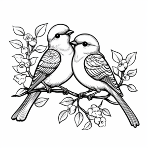 Romantic Lovebirds Coloring Pages 4