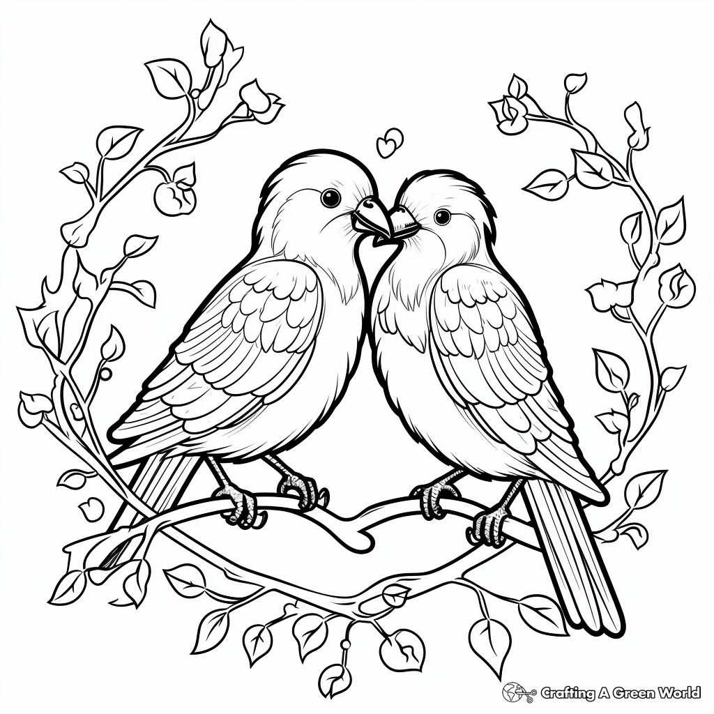 Romantic Ravens: Love Birds Coloring Pages 1