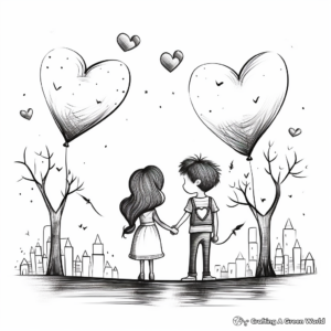 Romantic Scenery Anniversary Coloring Pages 1